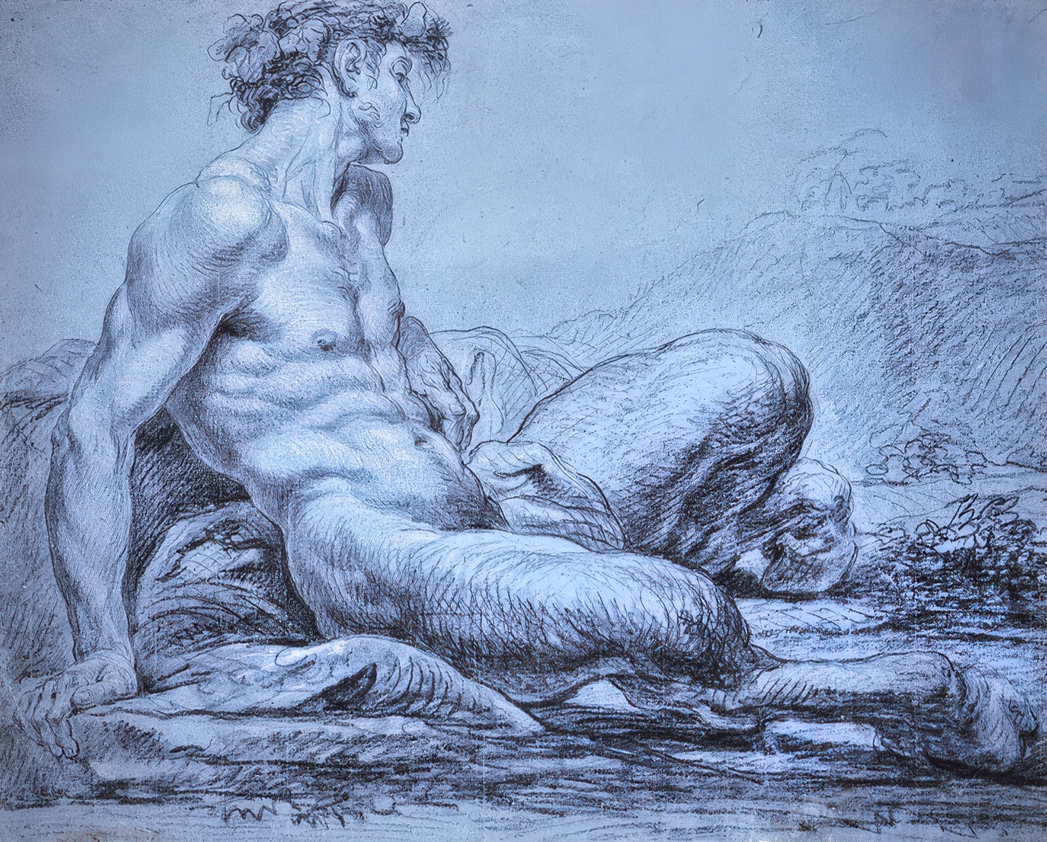 A Seated Faun | Jean Restout II, 1692-1768 |  The faun is a human and goat hybrid, dashing Don Juan and an accomplished flautist. | Museum of Fine Arts